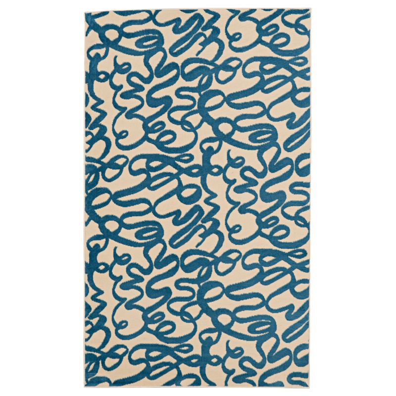 Caitie Cream And Blue 4.3X7.3 Area Rug