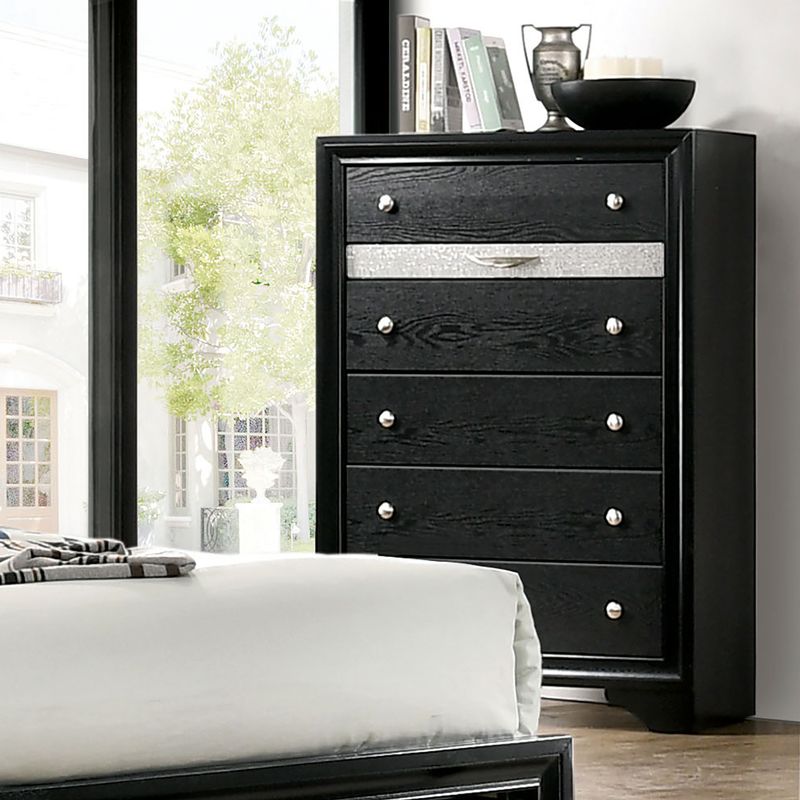 Contemporary Black and Silver 6-Drawer Chest