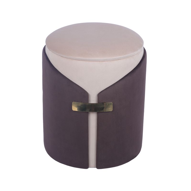 Techni Home Two-Toned Vanity Stool Ottoman with Storage