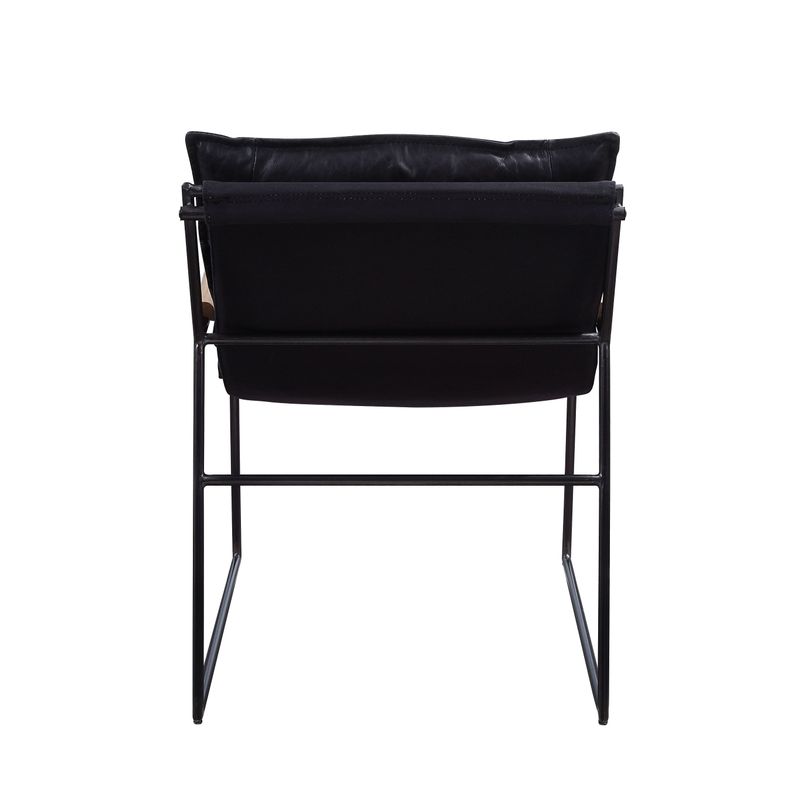 ACME Luberzo Accent Chair, Distress Espresso Top Grain Leather & Matt Iron Finish