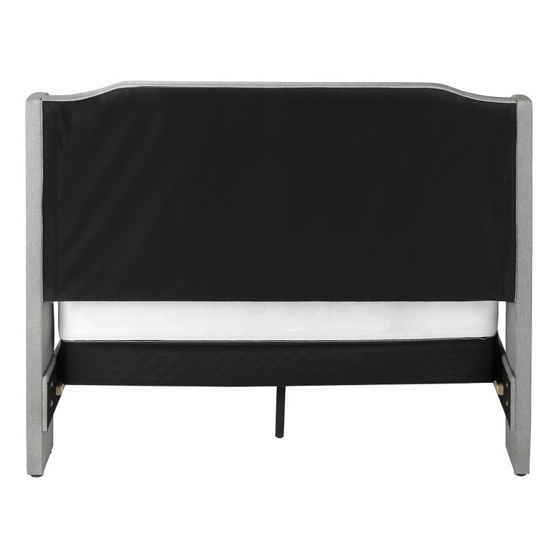 Bed - Queen Size / Grey Linen With Chrome Metal Legs