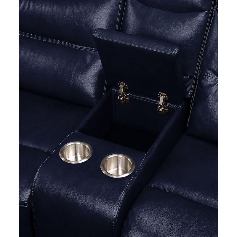 ACME Aashi Motion Loveseat w/Console, Navy Leather-Gel Match