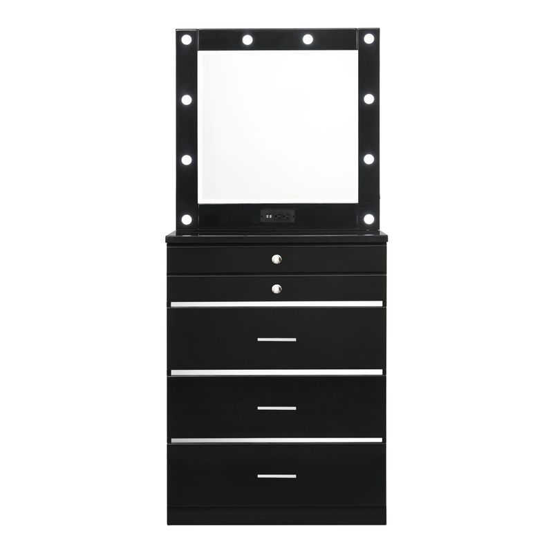 Contemporary Wood Vanity Chest with Mirror in Black