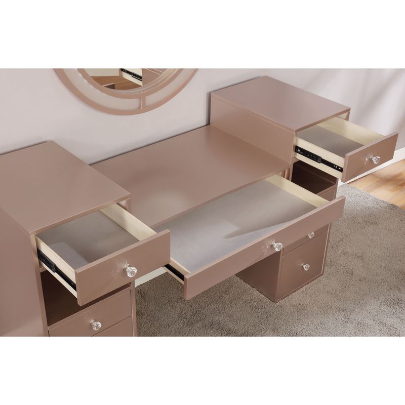 Glam 3-Piece Wood Vanity Set with LED in Pink