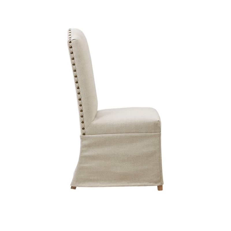 Beige Foster Set of 2 High Back Dining Chairs with Skirts