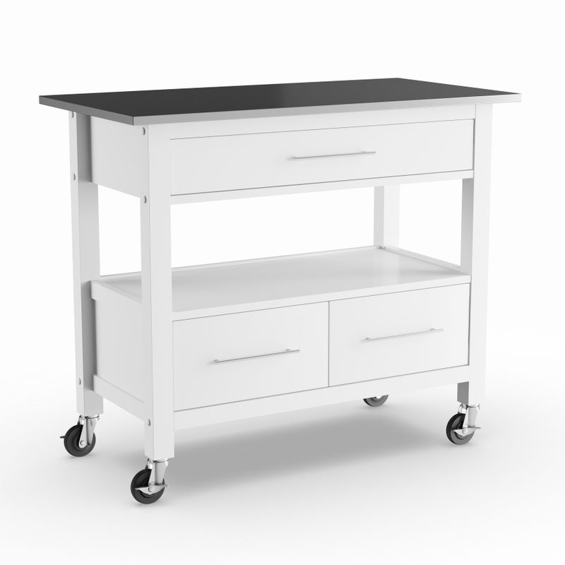 ACME Ottawa Kitchen Cart, Stainless Steel & White
