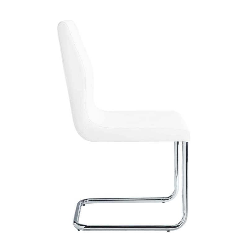 ACME Palton Side Chair (Set-2), White Synthetic Leather & Chrome Finish