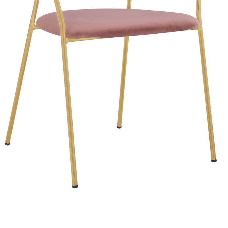 Nara Modern Pink Velvet and Gold Metal Leg Dining Room Chairs - Set of 2