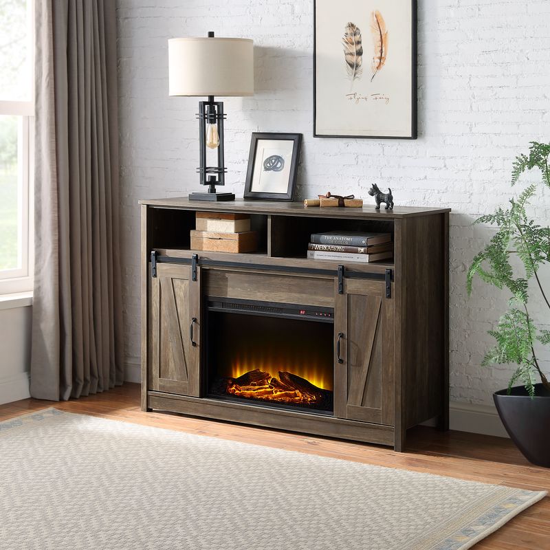 ACME Tobias Fireplace, Rustic Oak Finish