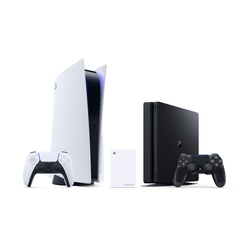 Seagate - Game Drive for PlayStation Consoles 5TB External USB 3.2 Gen 1 Portable Hard Drive with Blue LED Lighting - White