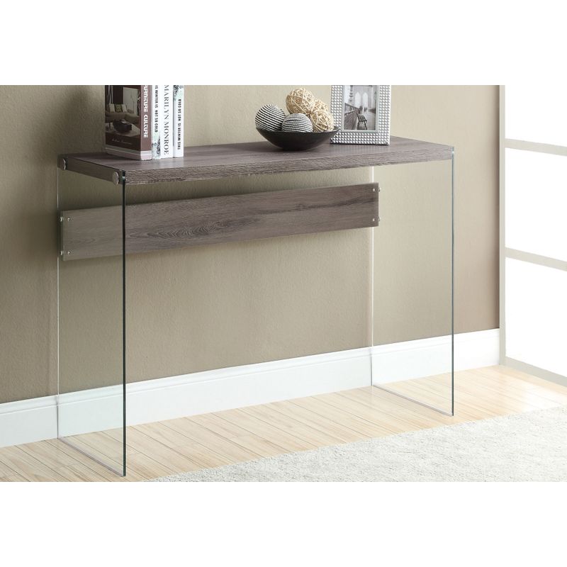 Accent Table/ Console/ Entryway/ Narrow/ Sofa/ Living Room/ Bedroom/ Tempered Glass/ Laminate/ Brown/ Clear/ Contemporary/ Modern