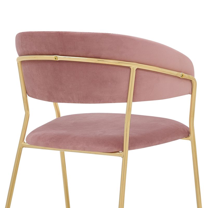 Nara Modern Pink Velvet and Gold Metal Leg Dining Room Chairs - Set of 2