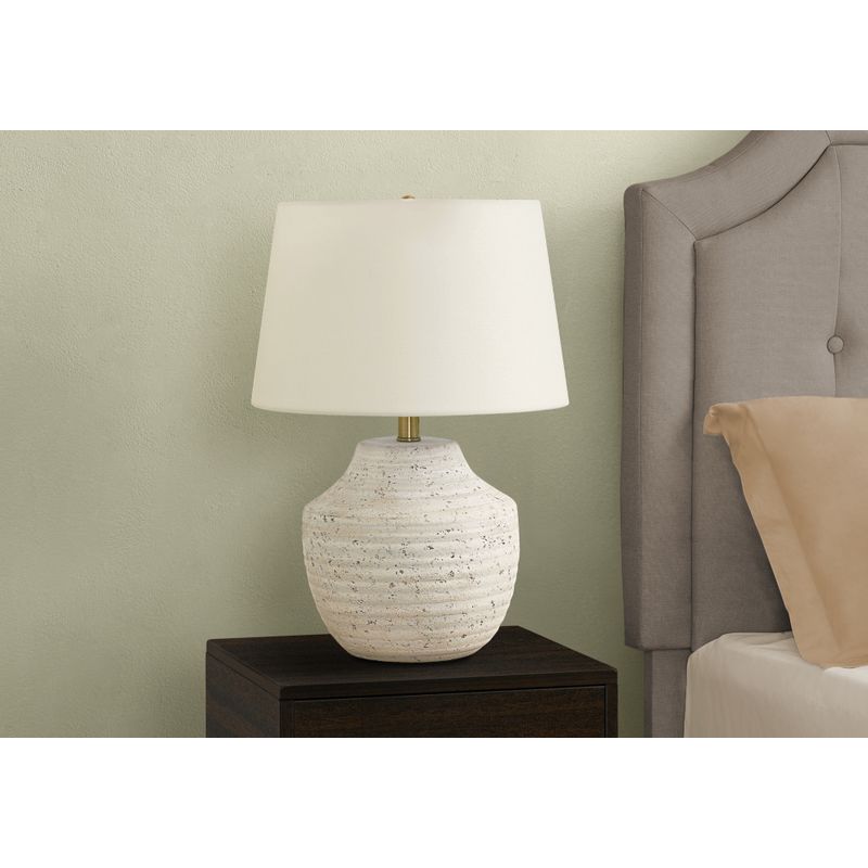 Lighting - 20"H Table Lamp Cream Concrete / Ivory Shade