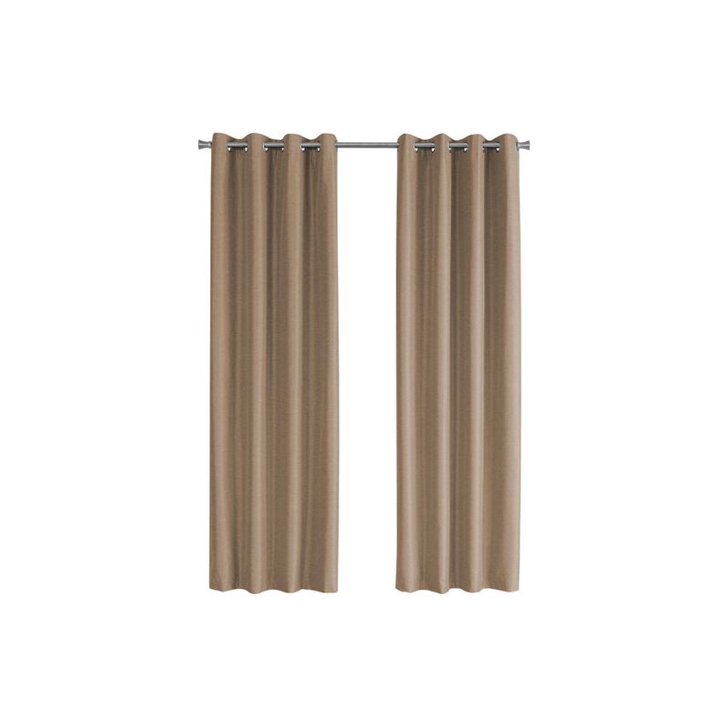 Curtain Panel/ 2pcs Set/ 54"W X 84"L/ 100% Blackout/ Grommet/ Living Room/ Bedroom/ Kitchen/ Thermal Insulation/ Polyester/ Brown/ Contempor