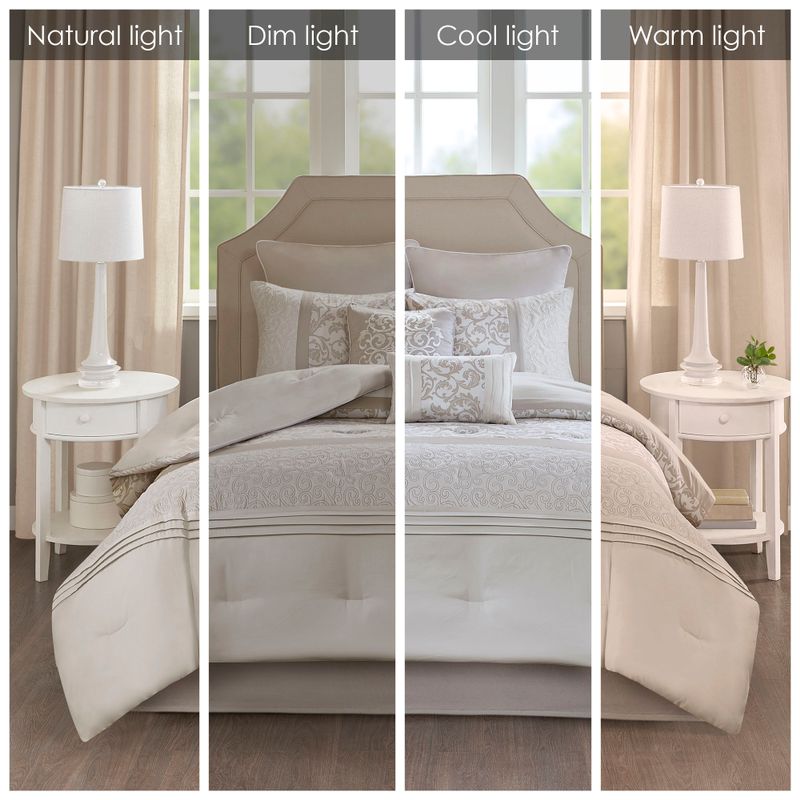 Neutral Ramsey Embroidered 8 Piece Comforter Set King