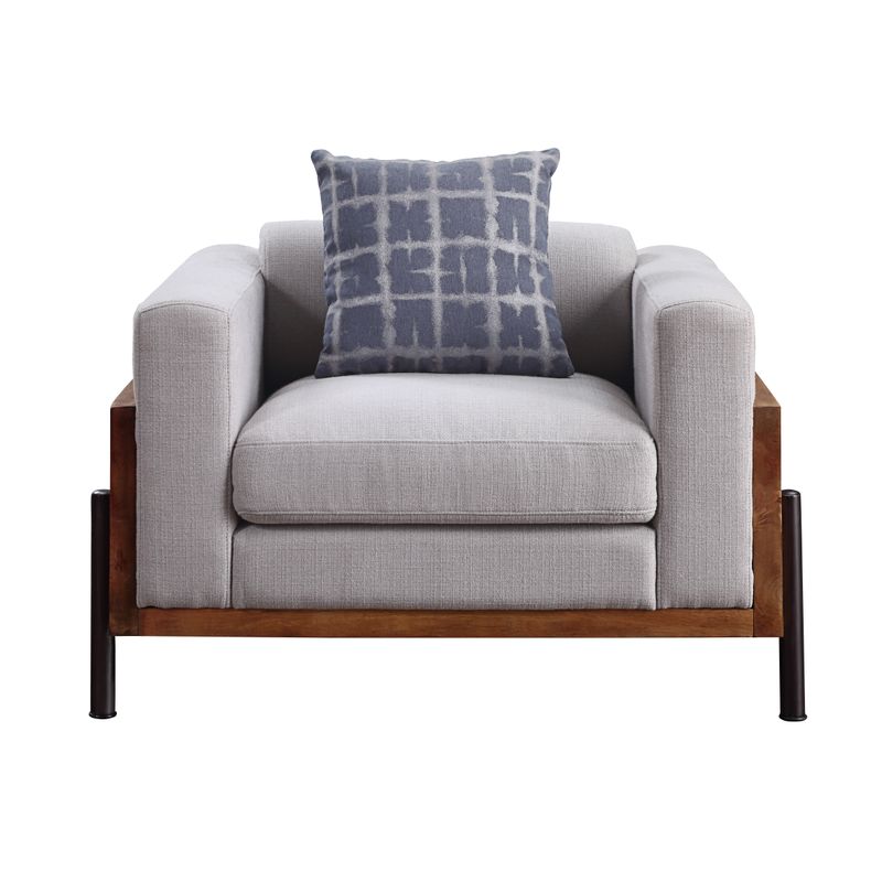 ACME Pelton Chair w/Pillow, Fabric & Walnut