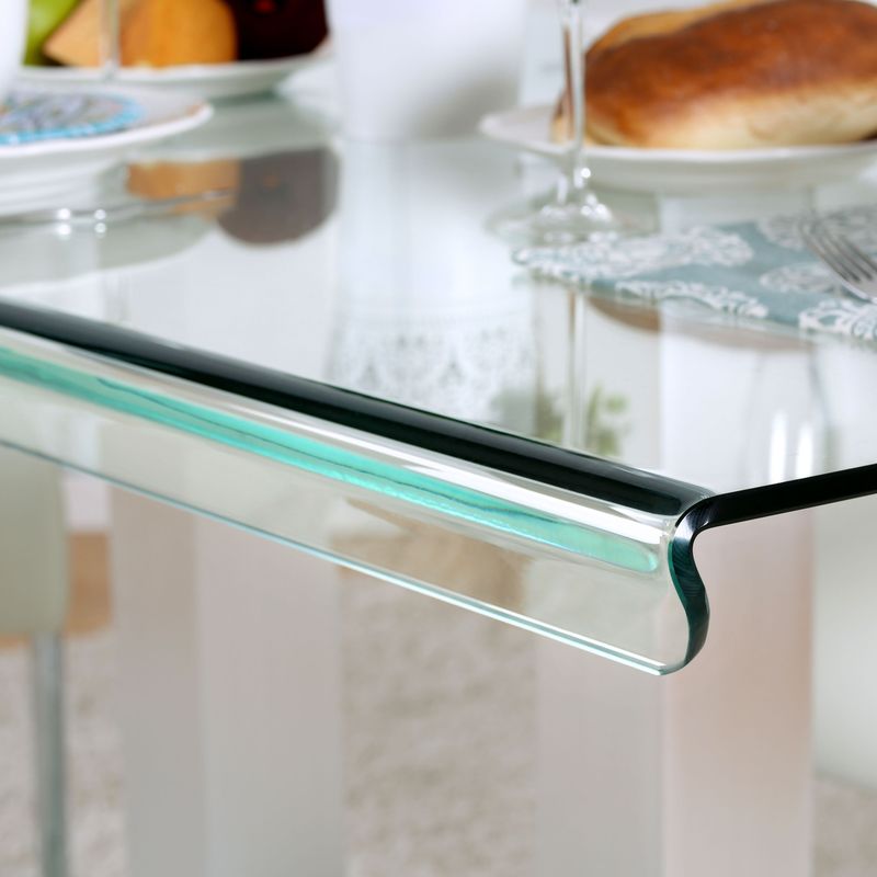 Contemporary Glass Top Dining Table in Silver