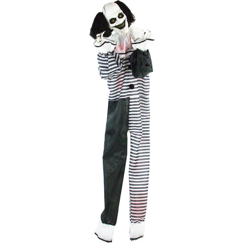 Life-Size Animatronic Clown with Lights and Sound, Indoor or Covered Outdoor Halloween Decoration