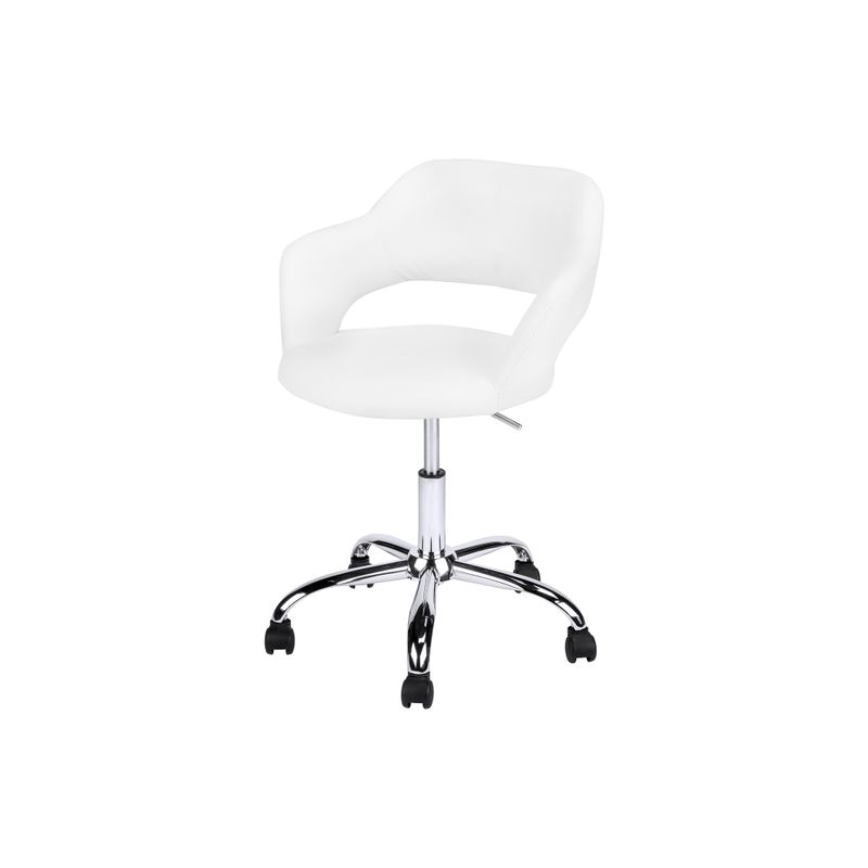 Office Chair/ Adjustable Height/ Swivel/ Ergonomic/ Armrests/ Computer Desk/ Work/ Metal/ Pu Leather Look/ White/ Chrome/ Contemporary/ Mode