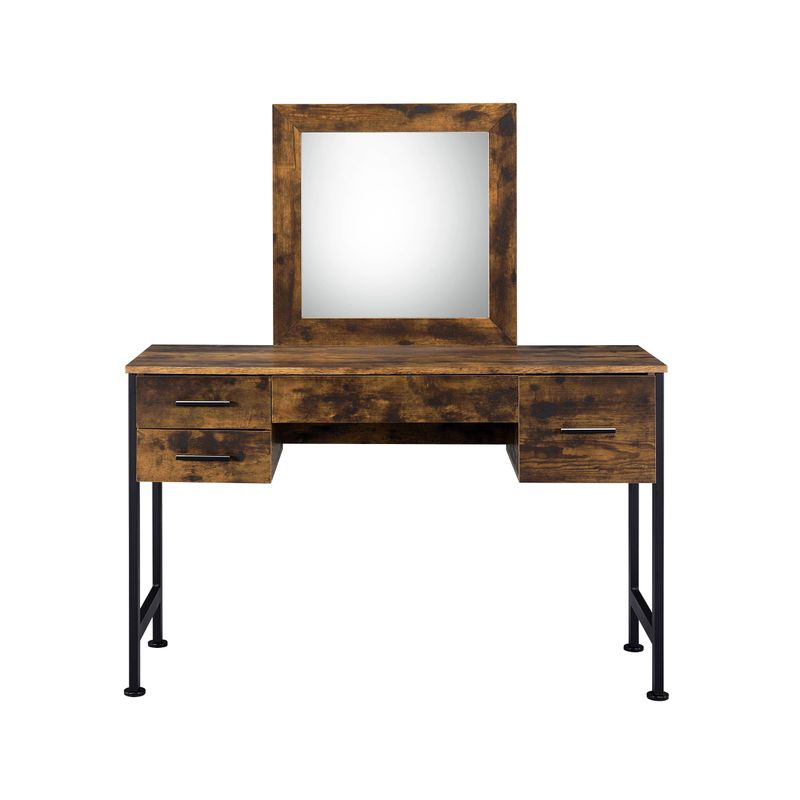 ACME Juvanth Vanity Desk & Mirror, Rustic Oak & Black Finish