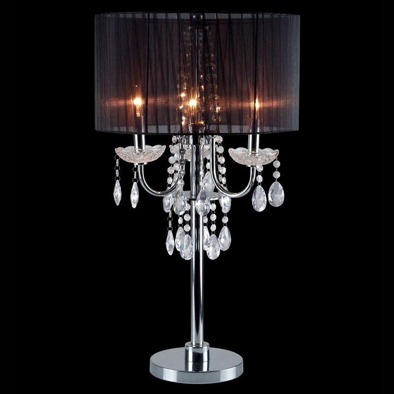 Glam Metal Sparkling Table Lamp in Chrome/Black