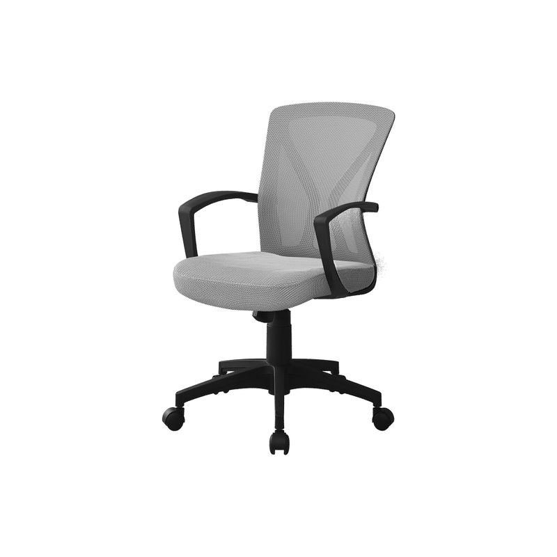 Office Chair/ Adjustable Height/ Swivel/ Ergonomic/ Armrests/ Computer Desk/ Work/ Metal/ Fabric/ Grey/ Black/ Contemporary/ Modern