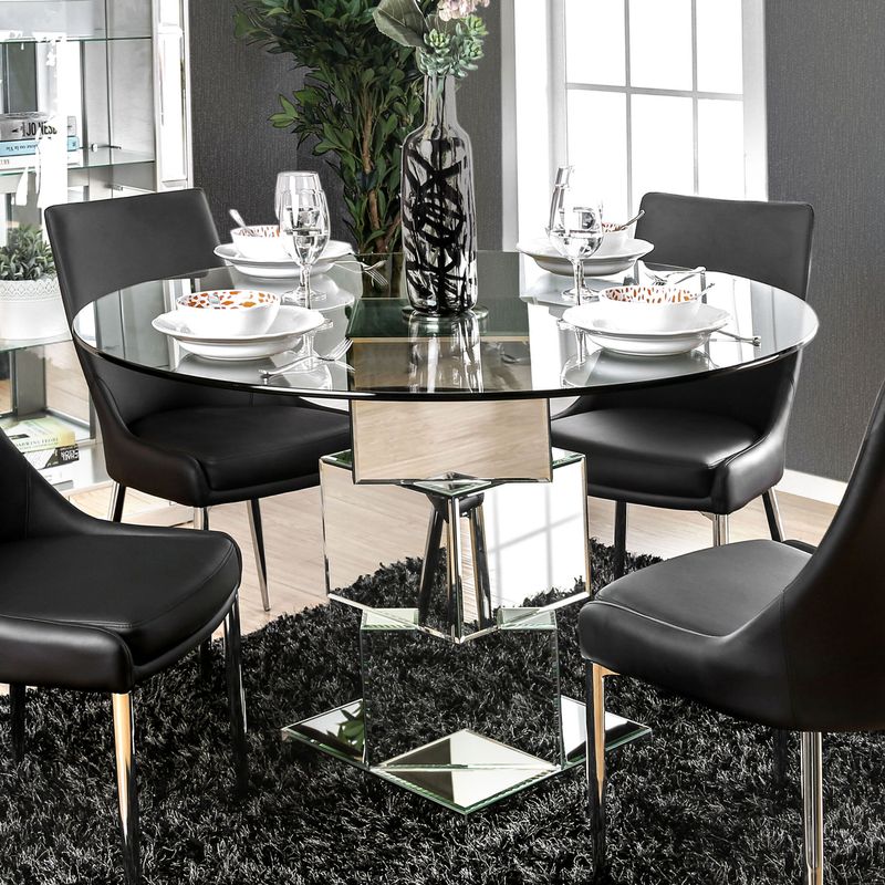 Contemporary Glass Top Dining Table in Chrome