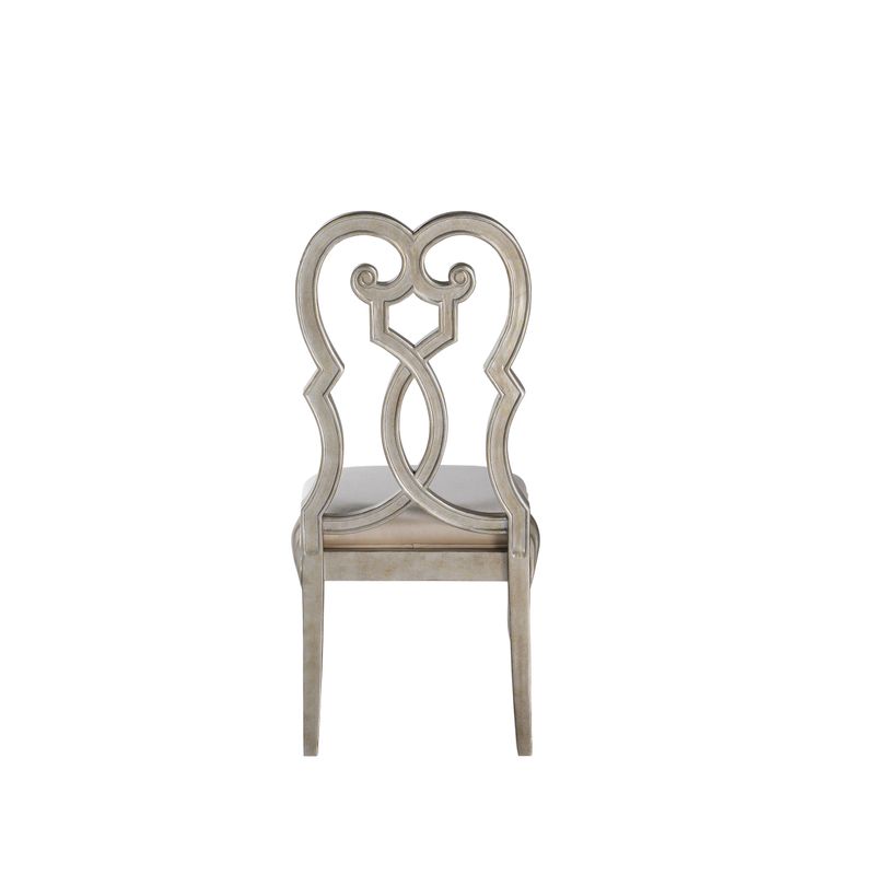 ACME Esteban Side Chair (Set-2), Ivory Velvet & Antique Champagne Finish