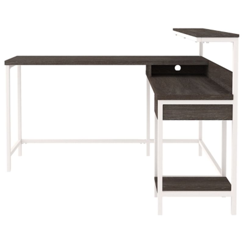 Two-tone Dorrinson L-Desk with Storage