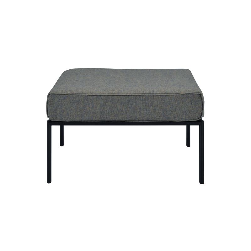 ACME Rajni Patio-Ottoman, Gray Fabric & Black Finish