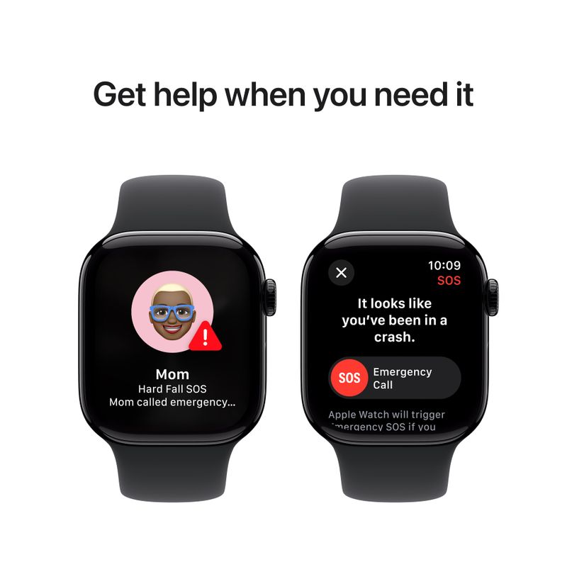 Apple Watch Series 10 (GPS+Cellular) 42mm Aluminum Case with Black Sport Band - S/M - Jet Black - (2024)