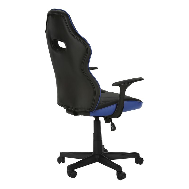 Office Chair/ Gaming/ Adjustable Height/ Swivel/ Ergonomic/ Armrests/ Computer Desk/ Work/ Pu Leather Look/ Metal/ Blue/ Black/ Contemporary