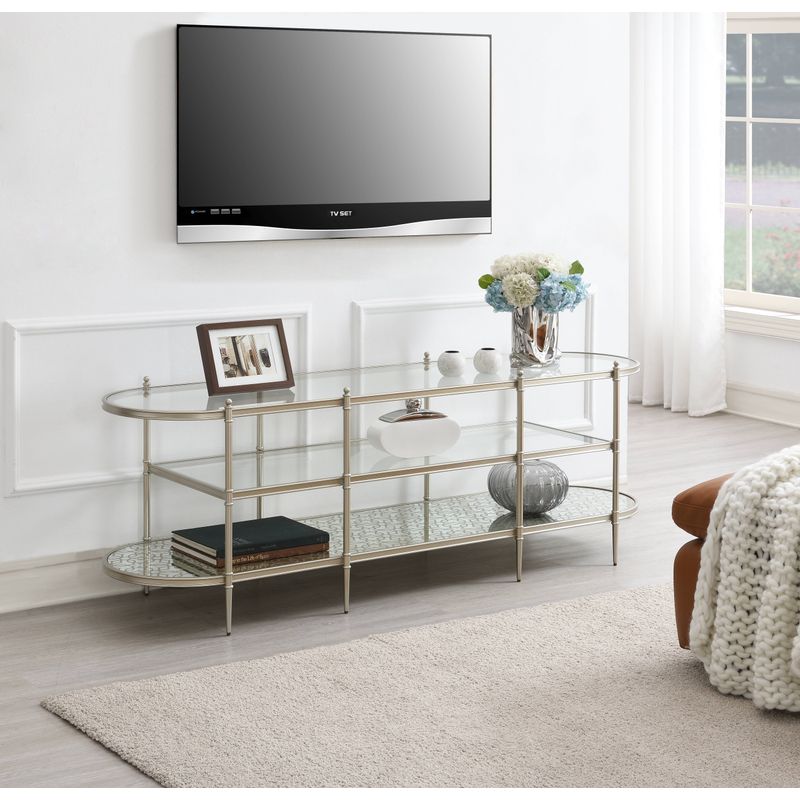 ACME Zaba TV Stand in Glass & Champagne Finish