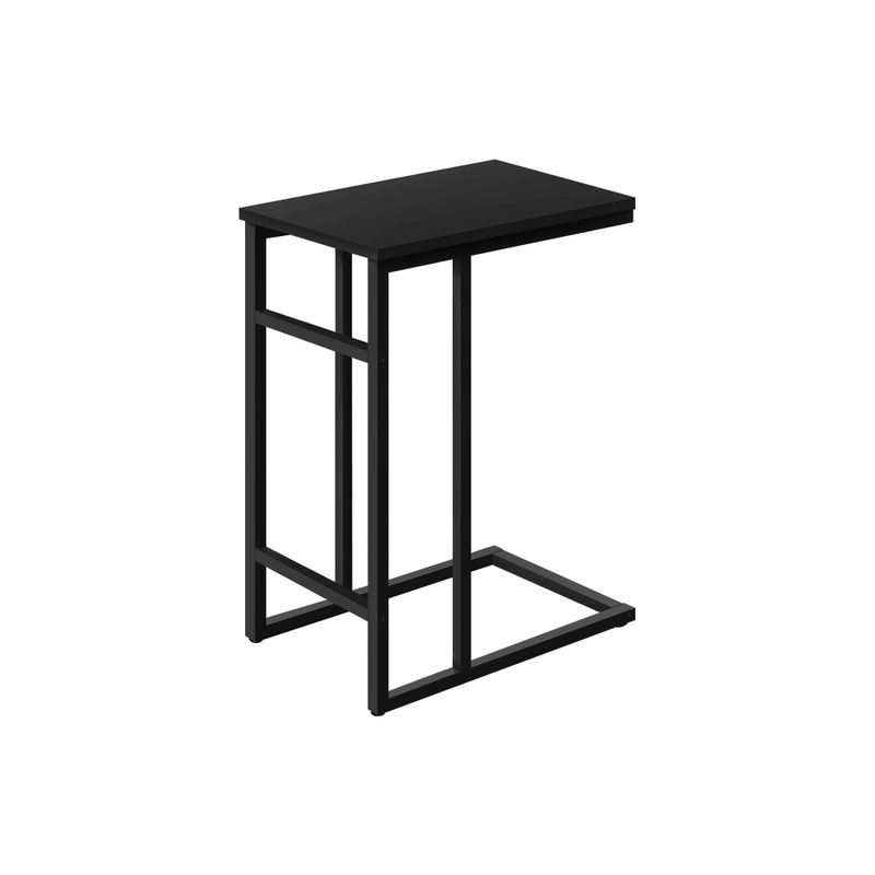 Accent Table/ C-shaped/ End/ Side/ Snack/ Living Room/ Bedroom/ Metal/ Laminate/ Black/ Contemporary/ Modern