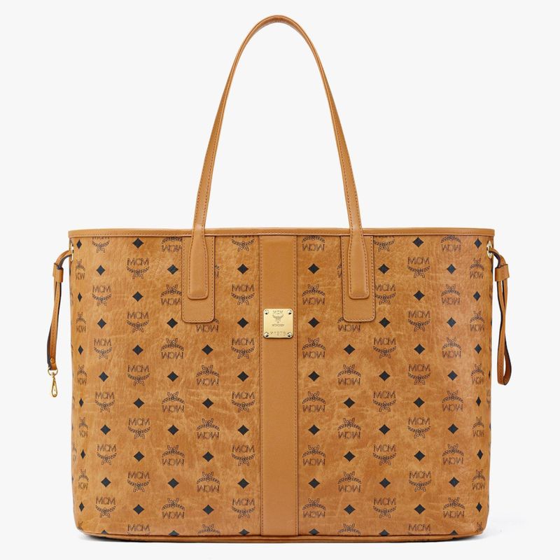 MCM Large Reversible Liz Shopper in Visetos - Cognac