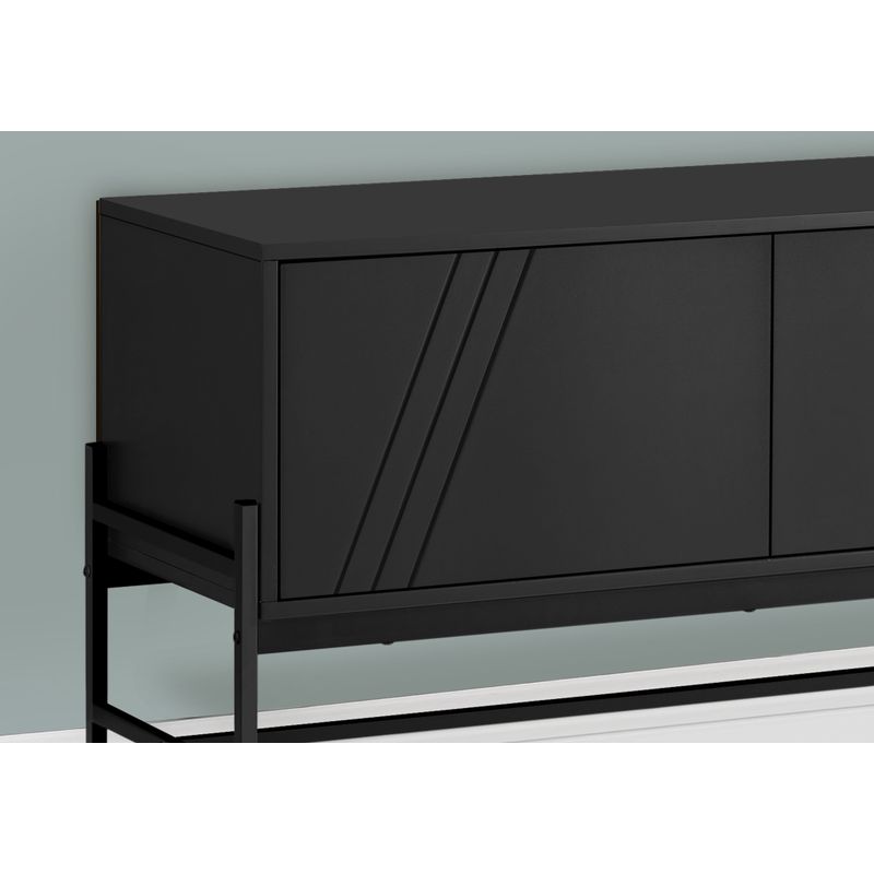 TV Stand - 60"L / Black / Black Metal With Storage