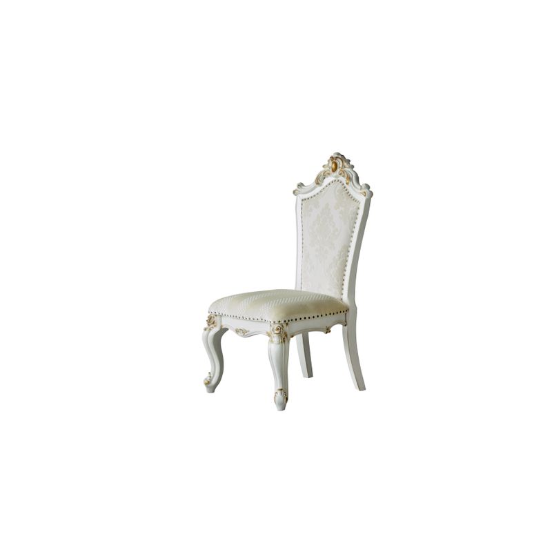 ACME Picardy Side Chair (Set-2), Fabric/Butterscotch Synthetic Leather & Antique Pearl