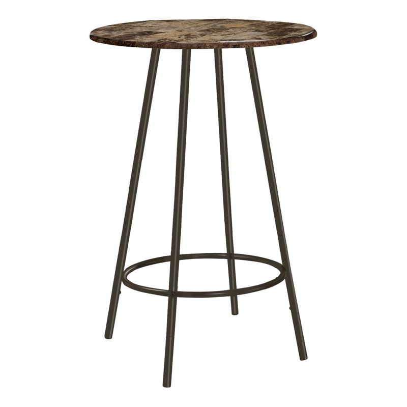 Home Bar/ Bar Table/ Bar Height/ Pub/ 30" Round/ Small/ Kitchen/ Metal/ Laminate/ Brown Marble Look/ Contemporary/ Modern