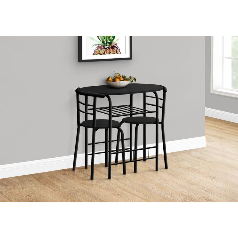 Dining Table Set/ 3pcs Set/ Small/ 32" L/ Kitchen/ Metal/ Laminate/ Black/ Contemporary/ Modern