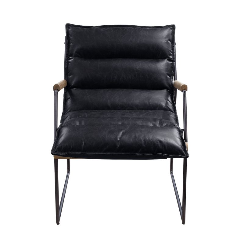 ACME Luberzo Accent Chair, Distress Espresso Top Grain Leather & Matt Iron Finish
