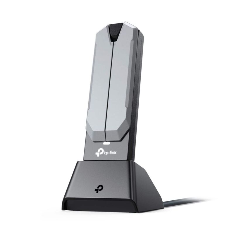 TP-Link - BE6500 Tri-Band Wi-Fi 7 Lightning-Fast High Gain Wireless USB Adapter for Boosted Range - Black