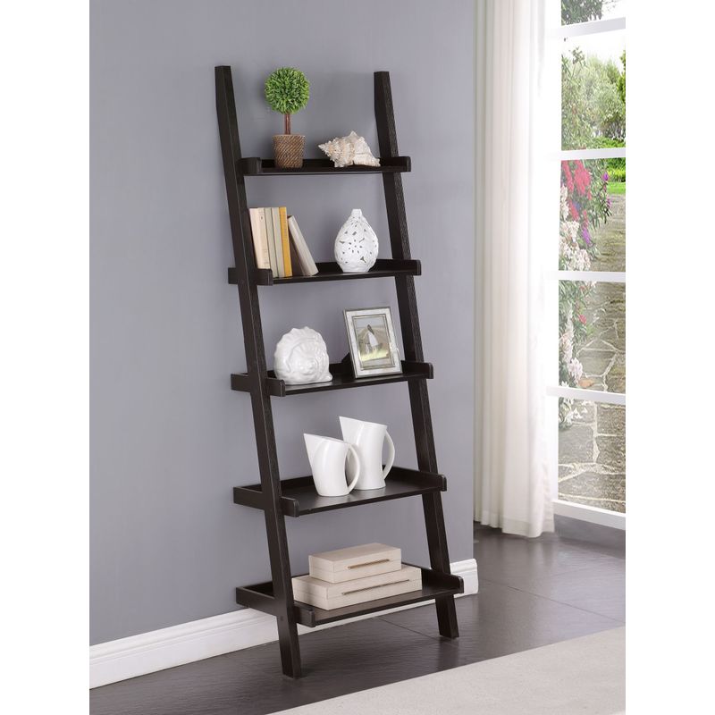 Colella 5-shelf Ladder Bookcase Cappuccino