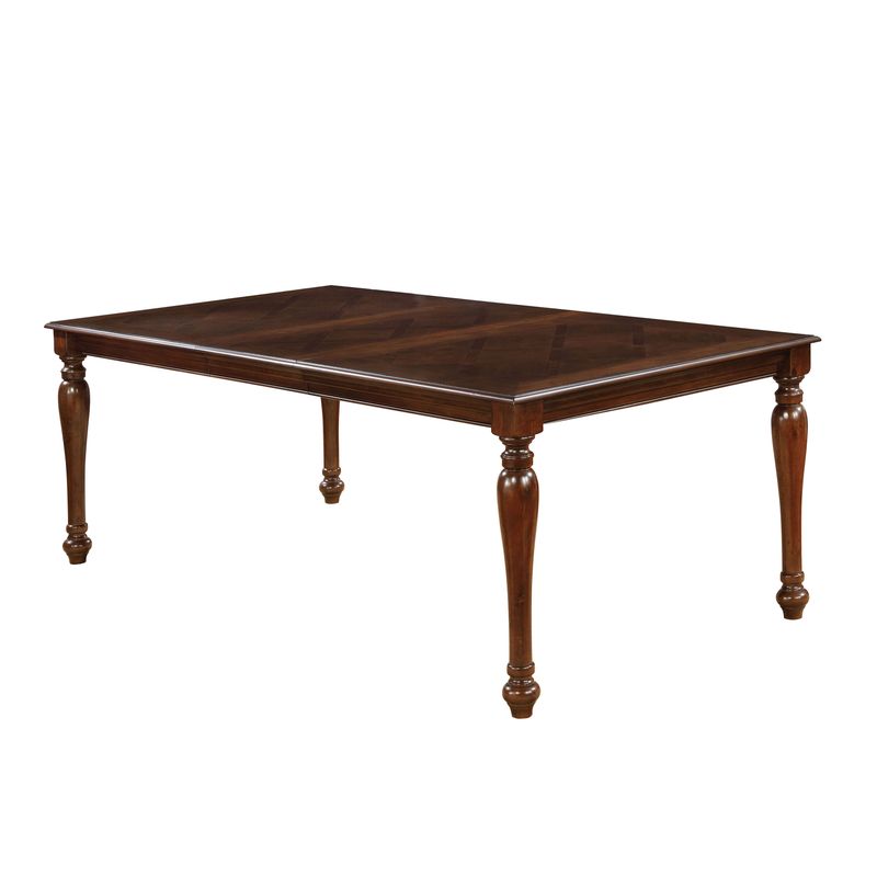 Traditional Wood Extendable Dining Table in Brown Cherry