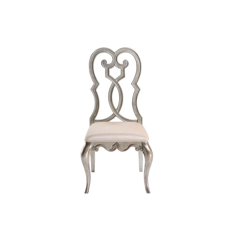 ACME Esteban Side Chair (Set-2), Ivory Velvet & Antique Champagne Finish