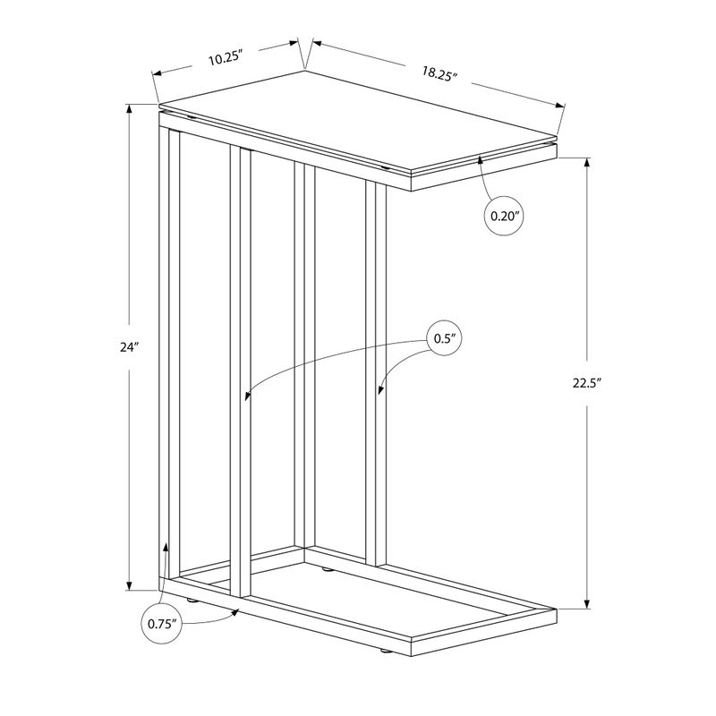 Accent Table/ C-shaped/ End/ Side/ Snack/ Living Room/ Bedroom/ Metal/ Tempered Glass/ Black/ Contemporary/ Modern