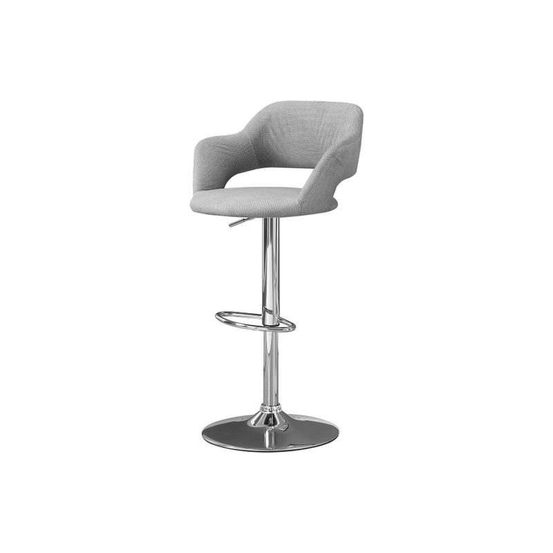 Bar Stool/ Swivel/ Bar Height/ Adjustable/ Metal/ Fabric/ Grey/ Chrome/ Contemporary/ Modern