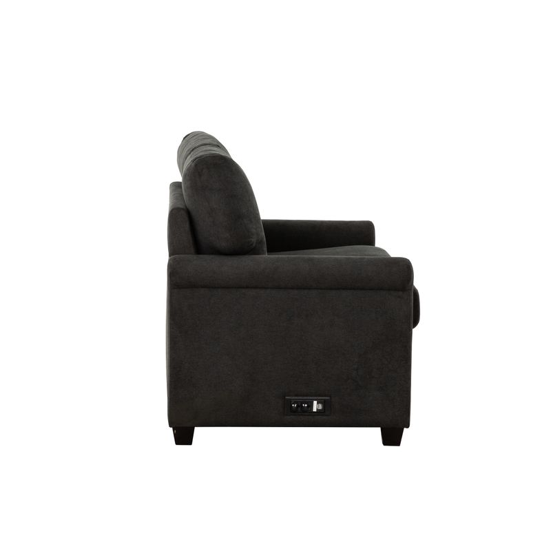 Kensington Charcoal 54 in. Convertible Twin Sleeper Sofa with USB Ports