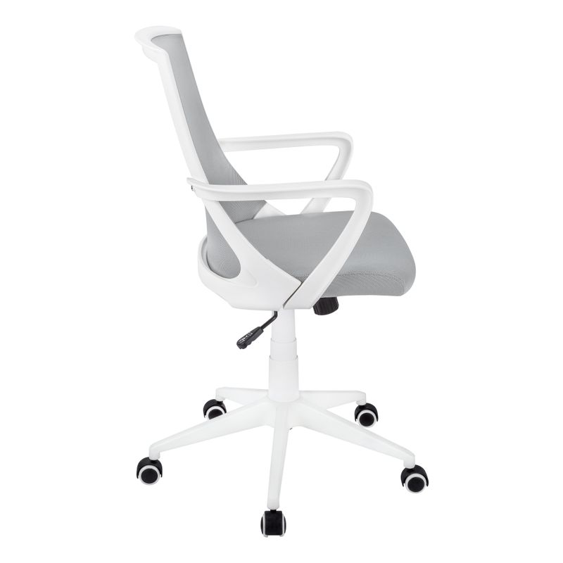 Office Chair/ Adjustable Height/ Swivel/ Ergonomic/ Armrests/ Computer Desk/ Work/ Metal/ Mesh/ White/ Grey/ Contemporary/ Modern