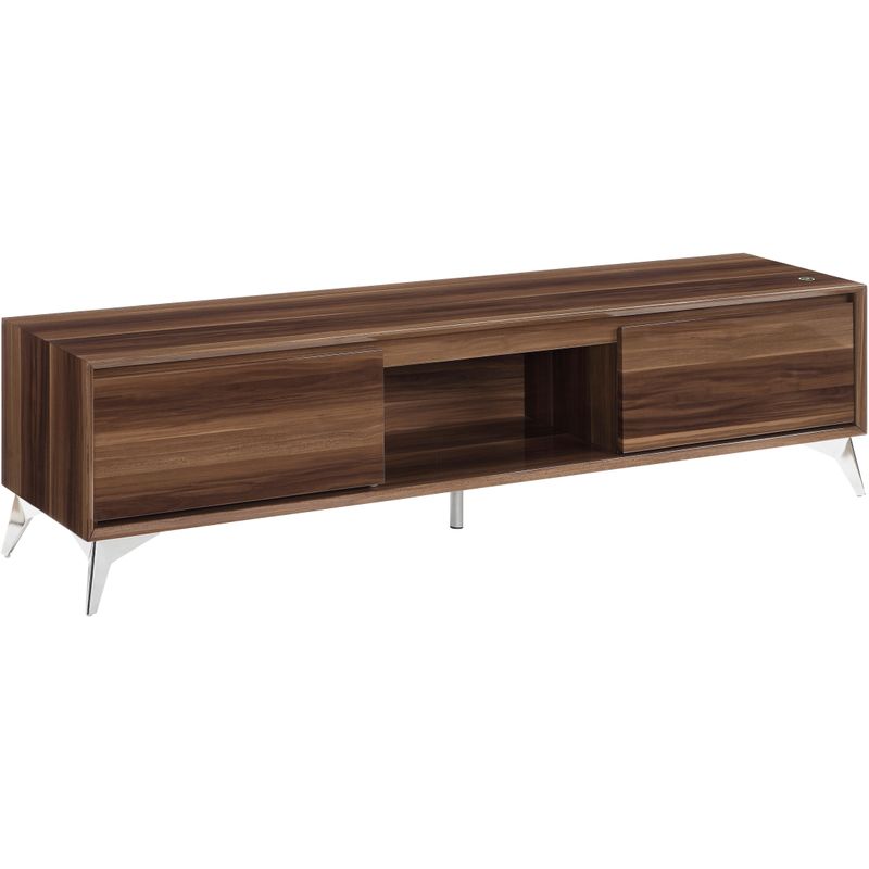 ACME Raceloma TV Stand, LED, Walnut & Chrome Finish
