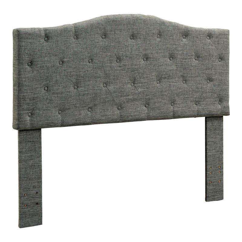 Transitional Fabric Full/Queen Tufted Headboard in Gray